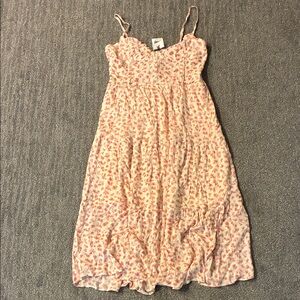 Dee Elly Pink Floral Tiered Spaghetti Strap Dress